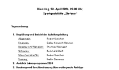 Jahresversammlung Abteilung Bergsport Jahresversammlung Abteilung Bergsport